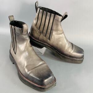NOMENKLATURA Size 11 Pilgrim Grey Leather Rubber Sole Chelsea Boots